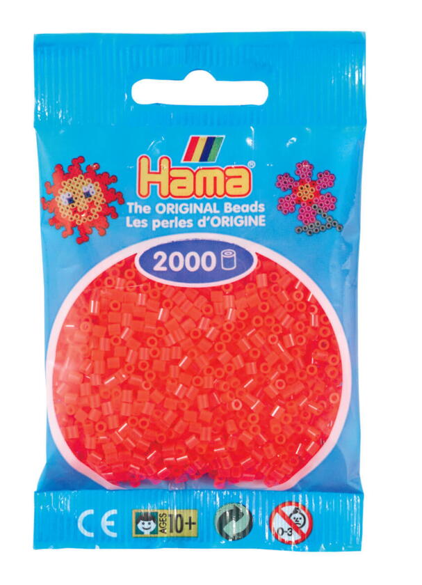HAMA MINI perles 2000 pièces rouge fluo