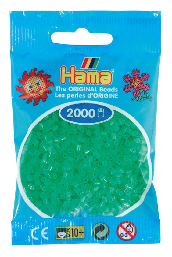 HAMA MINI Perlen 2000 Stück Neon Grün