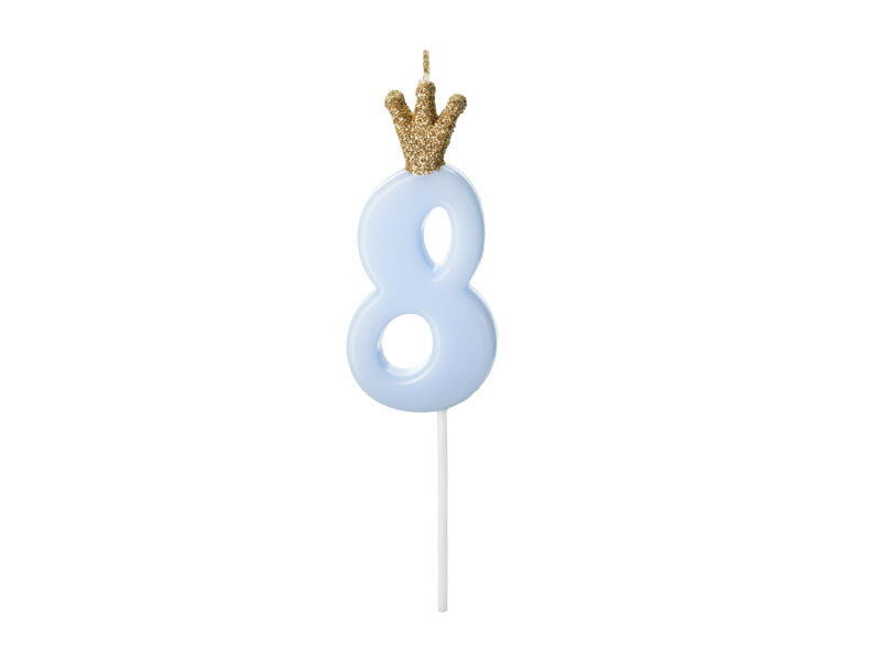 Geburtstagskerze Zahl 8 Blau Krone