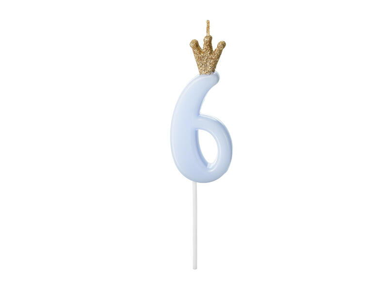 Bougie d&#39;anniversaire numéro 6 couronne bleue