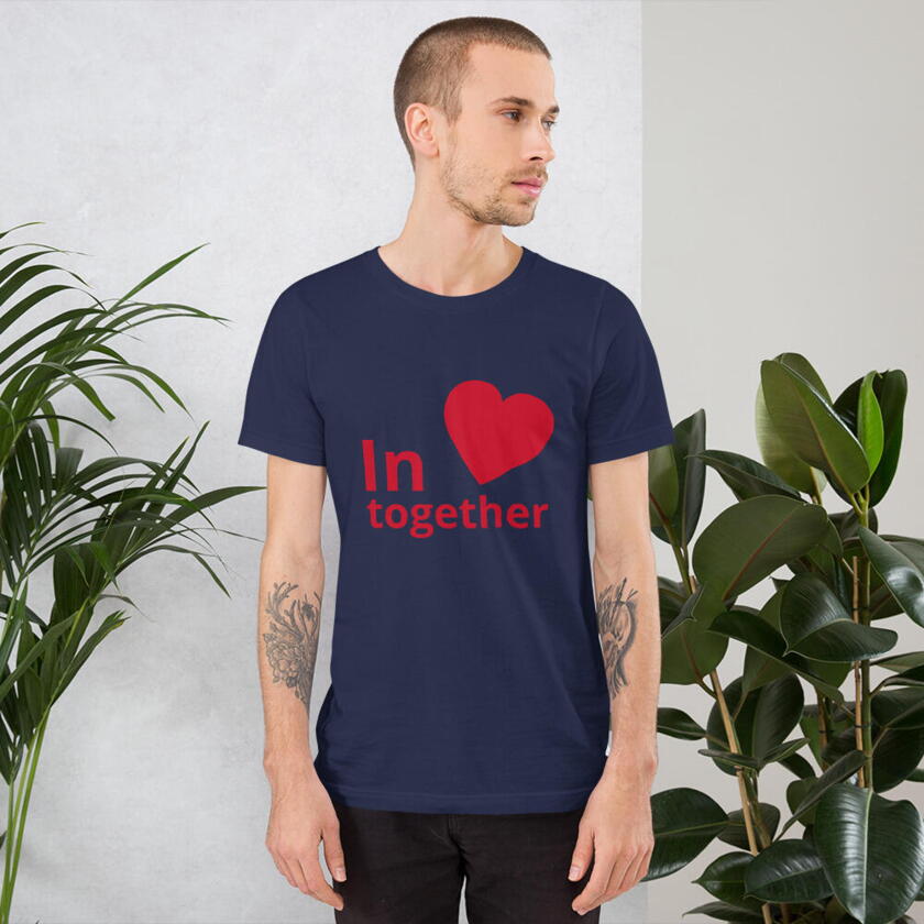 T-Shirt Dunkel Blau in heart together
