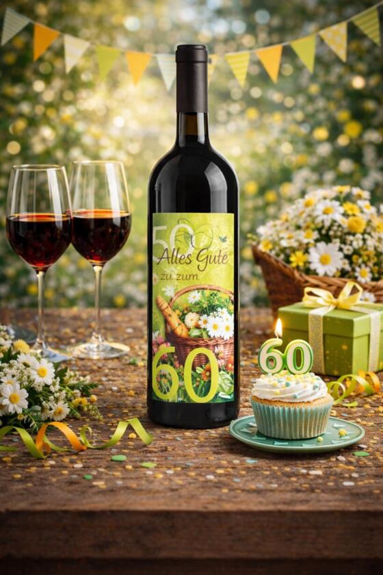 Geschenkidee 60 Jahre Geburtstagswein Alles Gute und viel Glück