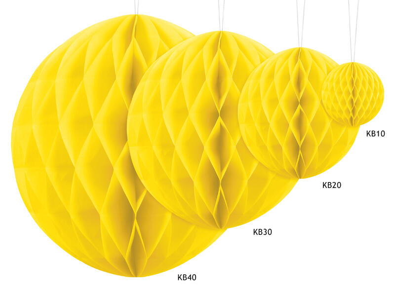 Boule nid d&#39;abeille jaune 30cm
