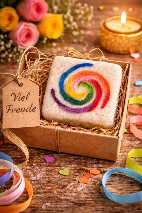 Arc-en-ciel de savon en feutre