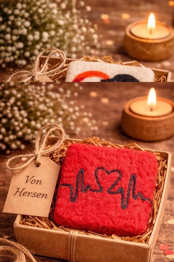 Battement de coeur de savon en feutre fait main