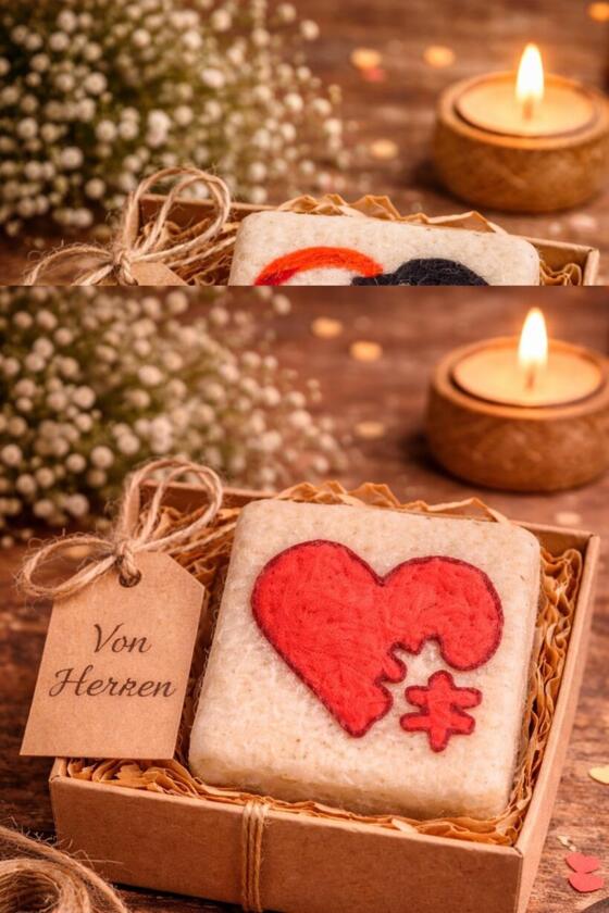 Filzseife Herz Puzzle Bio Geschenk