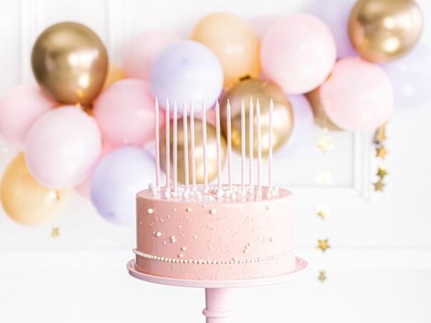 Bougies à gâteau rose 14cm