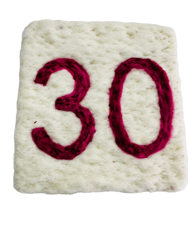 Geburtstagsgeschenk 30 Jahre Filzseife Handgemacht Zahl 30 Pink