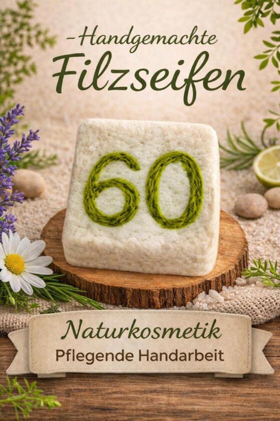 Filzseife Handgemacht Zahl 60