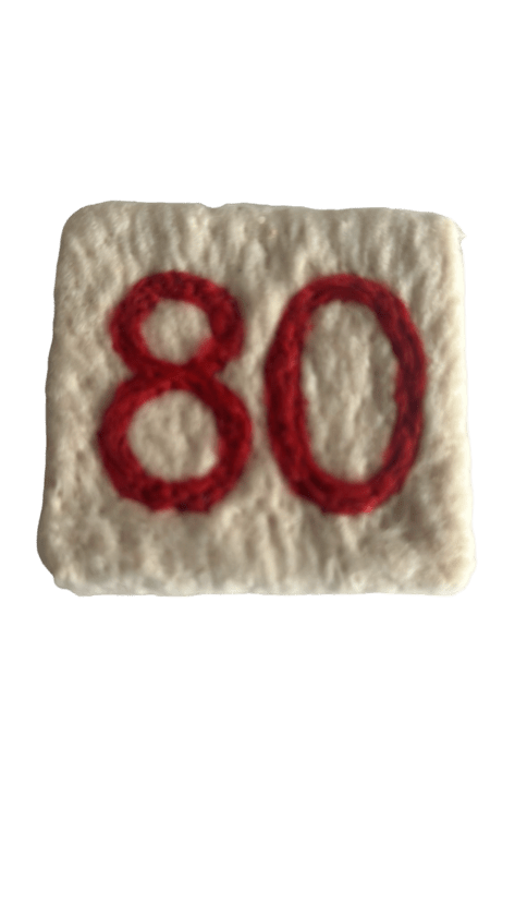 Geburtstagsgeschenk Filzseife Handgemacht Zahl 80 Rot