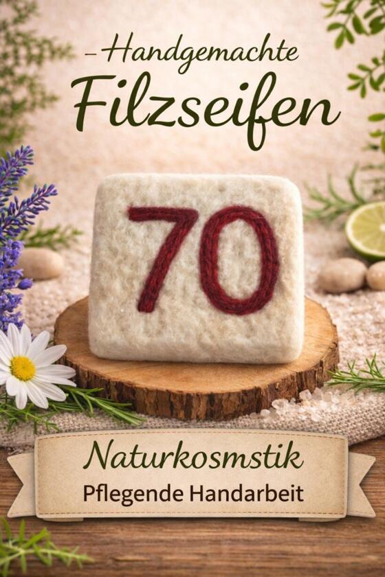 Savon Feutre Fait Main Numéro 70 Rouge Foncé