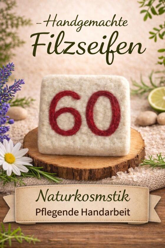 Savon Feutre Fait Main Numéro 60 Rouge