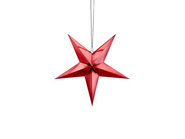 Étoile en papier à cinq branches rouge 70cm