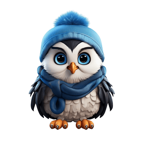 Bügelbild Eule Winter