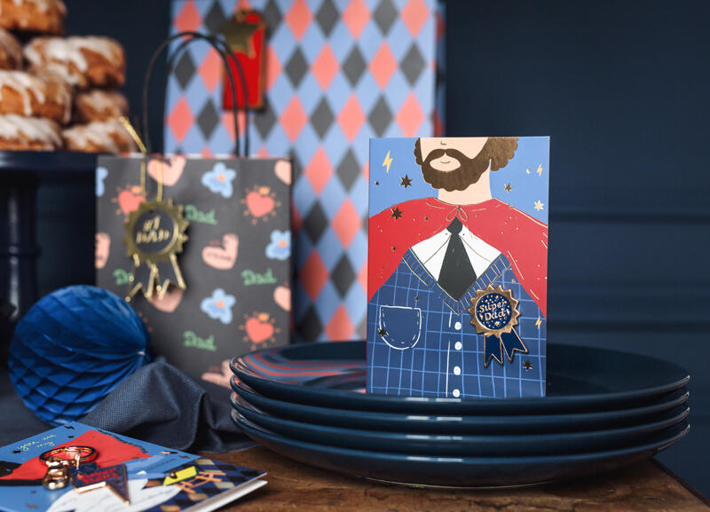 Badge Carte Fête des Pères Etoiles Papa