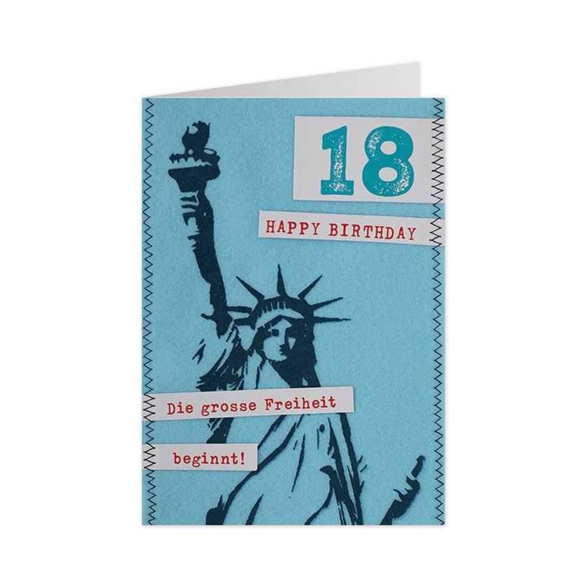 Geburtstagskarte 18  Jahre die grosse Freiheit beginnt