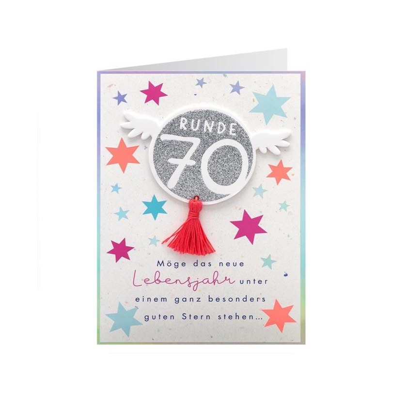 Geburtstagskarte Engel Runde 70