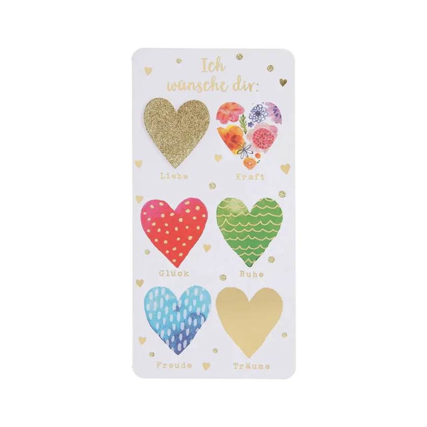Grusskarte Ich wünsche dir mit bunten Herzen
