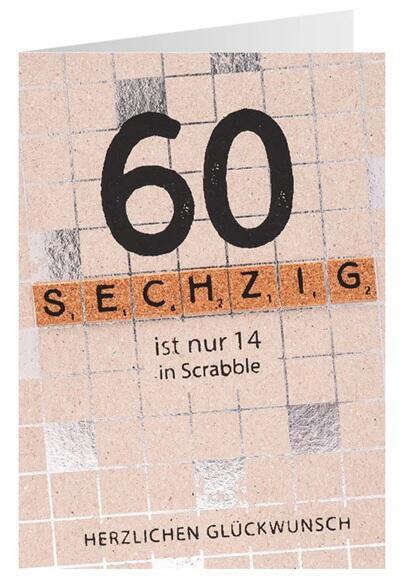 60 Geburtstagskarte 60 ist nur 14 in Scrabble