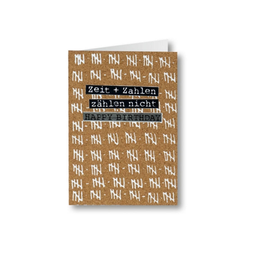 Geburtstagskarte Kork Zeit + Zahlen zählen nicht