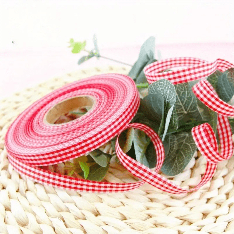 Satinband Kariert Rot Weiss