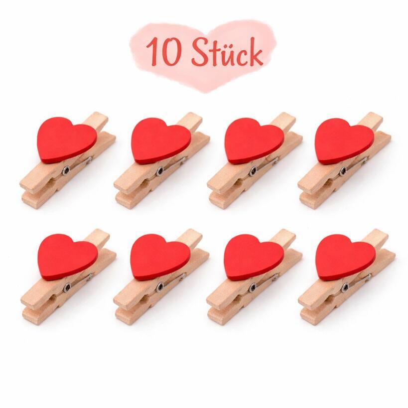 Wäscheklammern Holz Rotes Herz
