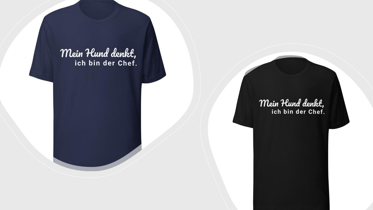 T-Shirt Mein Hund denkt, ich bin der Chef - Schwarz & Dunkelblau