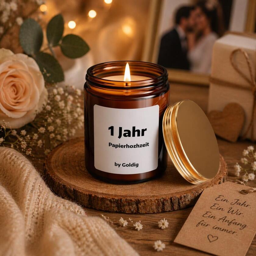 Duftkerze 1 Jahr Papierhochzeit