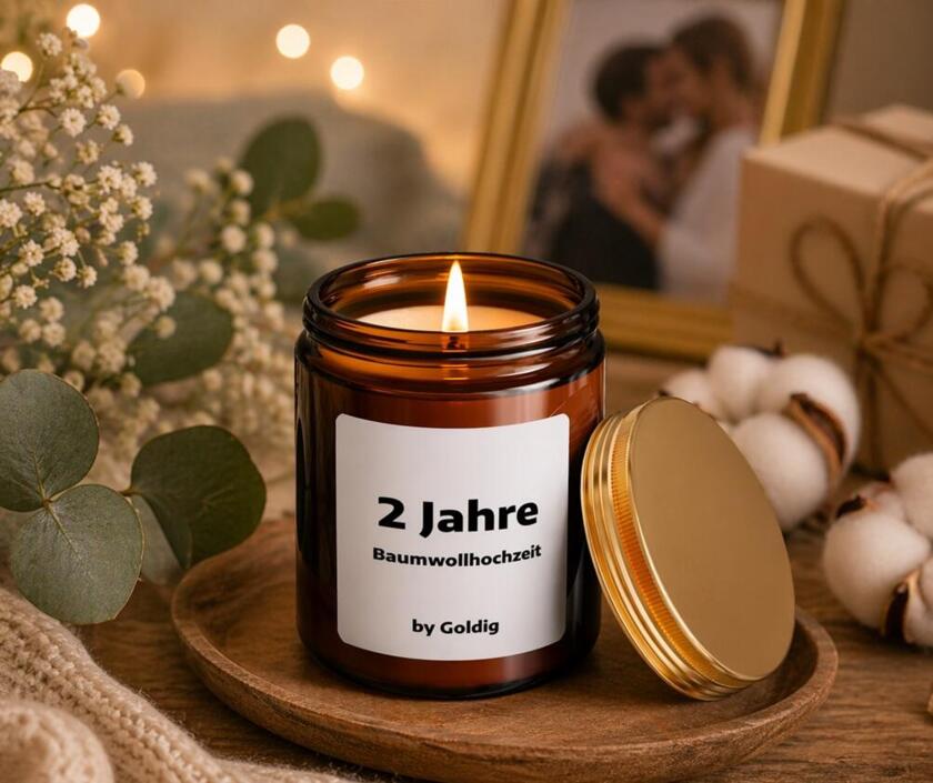 Duftkerze 2 Jahre Baumwollhochzeit