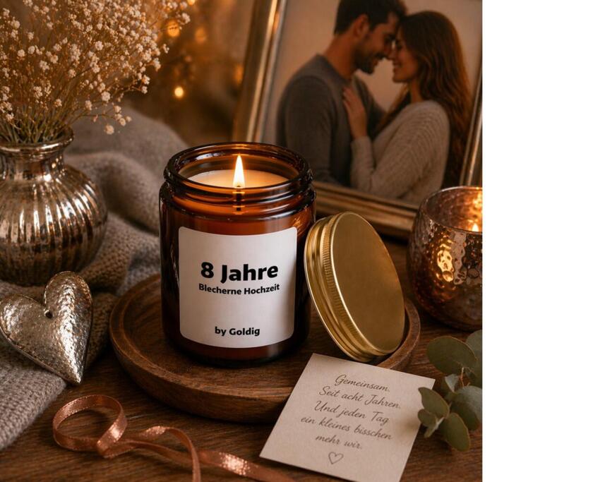 Duftkerze 8 Jahre Blecherne Hochzeit