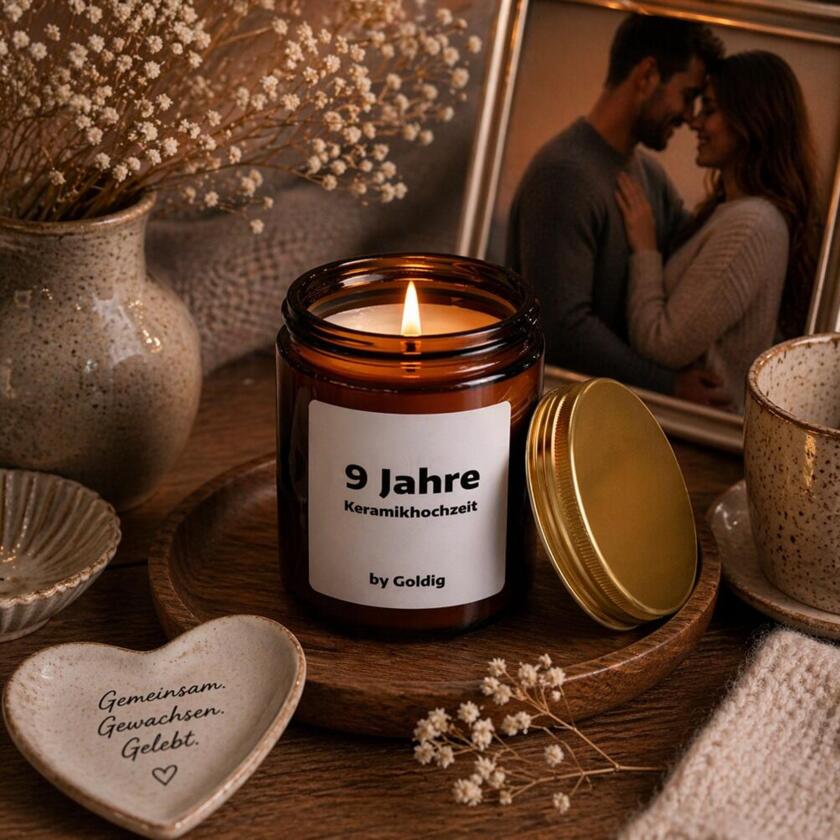 Duftkerze 9 Jahre Keramikhochzeit