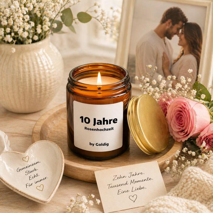 Duftkerze 10 Jahre Rosenhochzeit