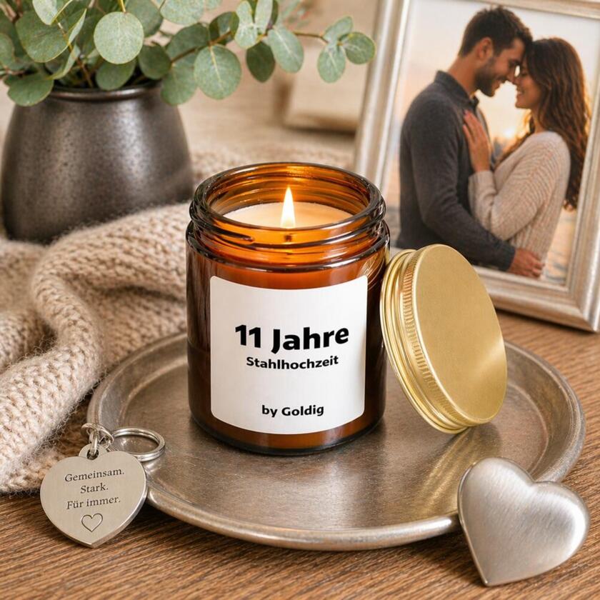 Duftkerze 11 Jahre Stahlhochzeit