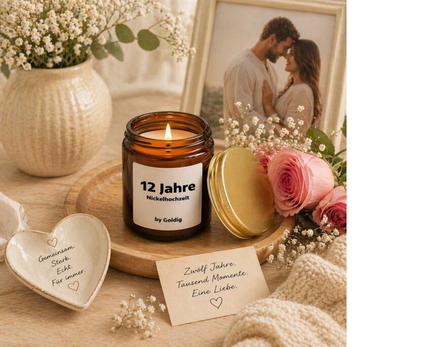 Duftkerze 12 Jahre Nickelhochzeit
