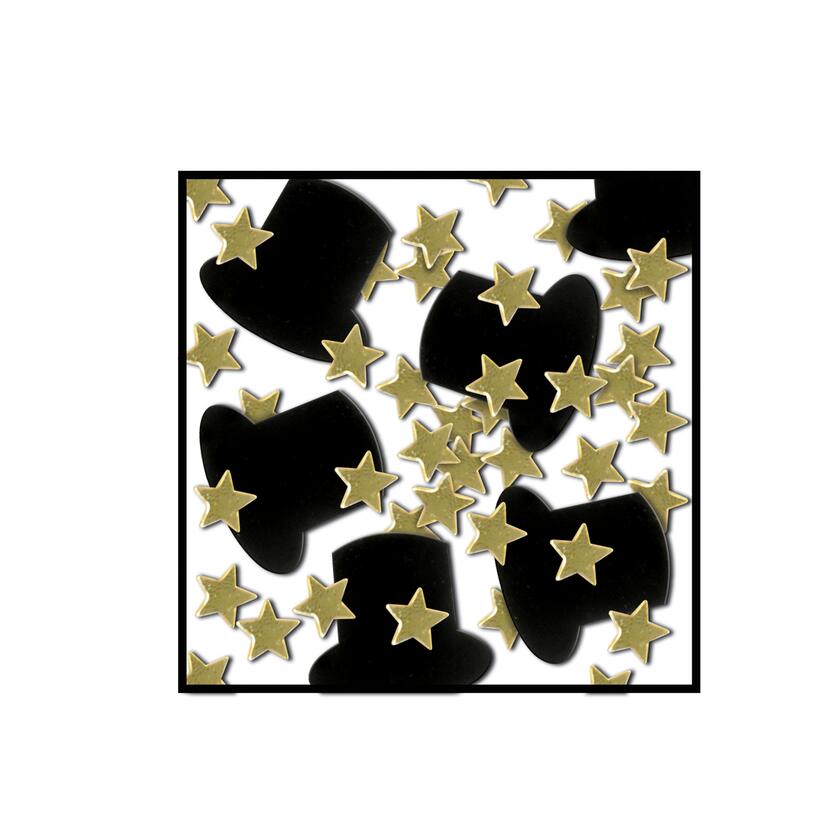 Décoration dispersée d&#39;étoiles et de chapeaux dorés