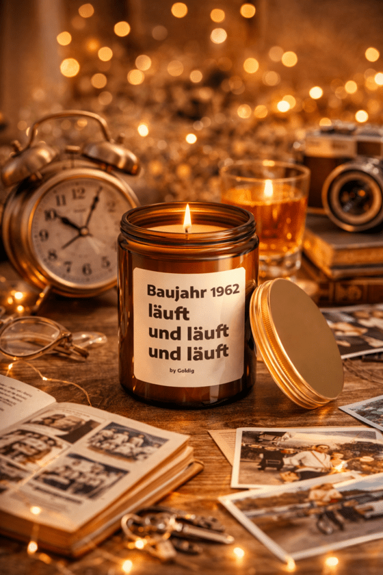 Personalisierte Kerze Baujahr [Zahl] Läuft