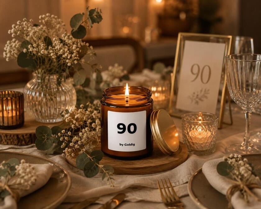 Bougie parfumée avec chiffre 90