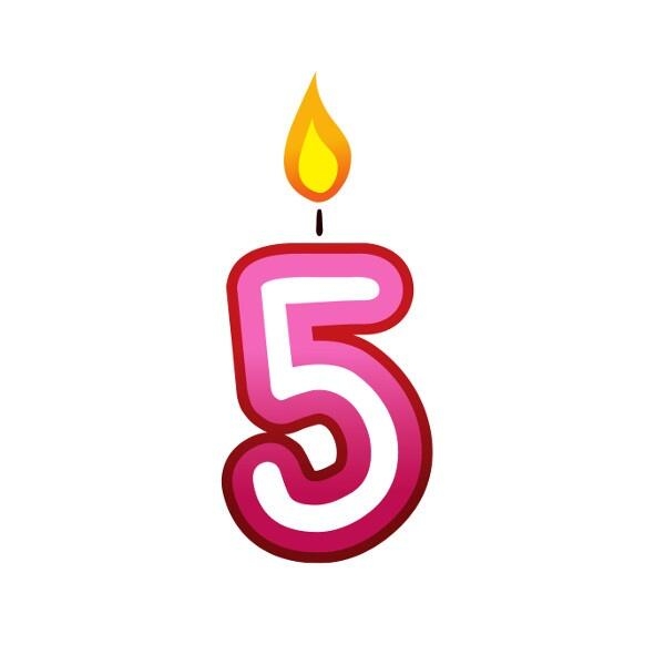 Bügelbild Geburtstagszahl 5