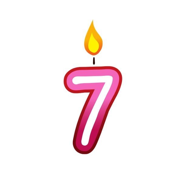 Bügelbild Kerzenzahl 7