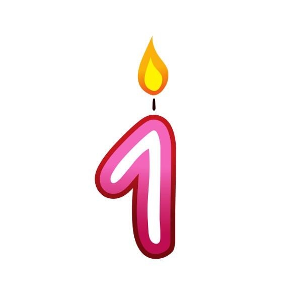 Bügelbild Kerzenzahl 1