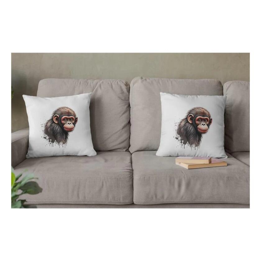 Dekokissen mit Bügelbild Affenmotiv - 2er-Set