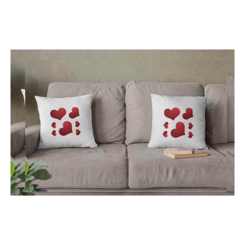 Dekokissen mit Bügelbild Herzen 2er-Set