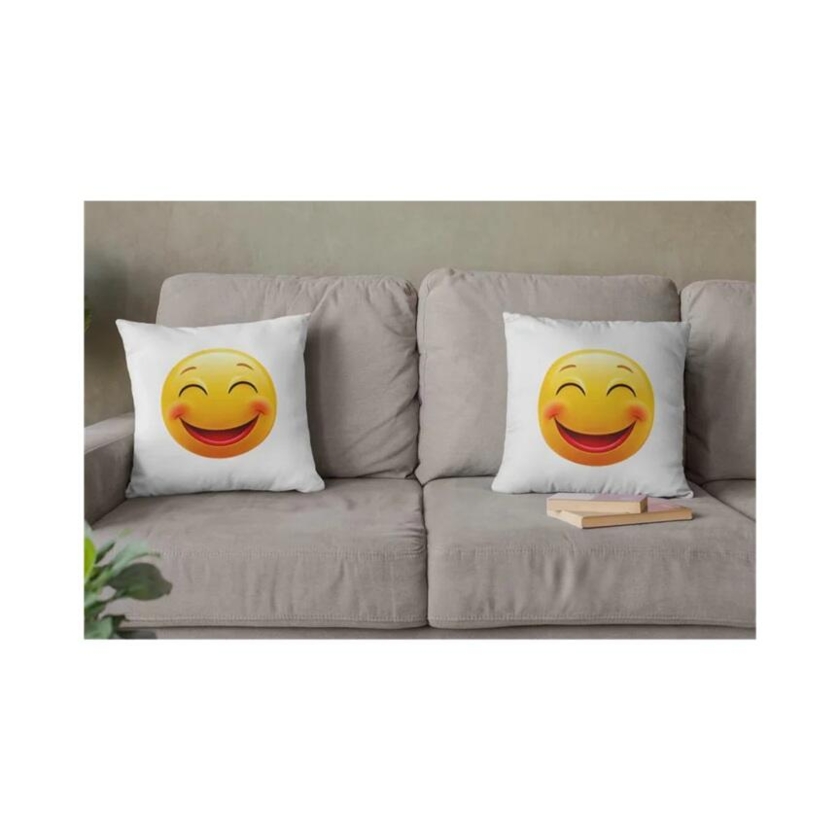 Coussins décoratifs avec motif thermocollant Big Smile – Lot de 2