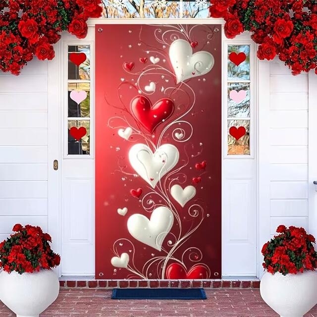 Bannière de porte 2D avec motif cœur – 90 × 180 cm