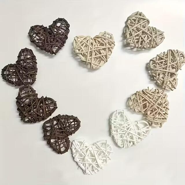 Handgefertigte Rattan-Herzen 12 Stück