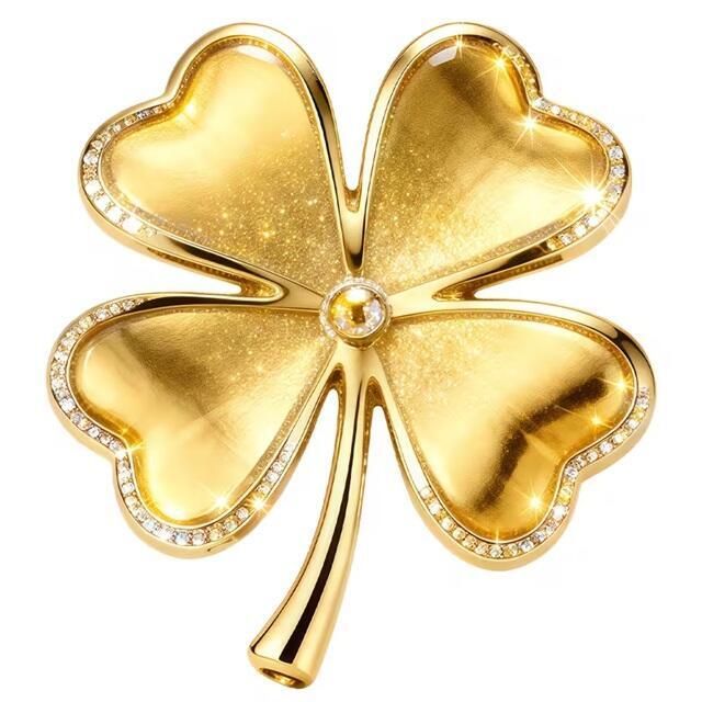 Autocollant trèfle doré 2D plat 16,5 cm