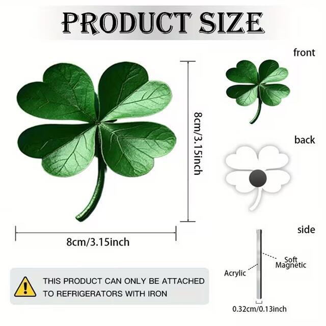 Aimant trèfle à quatre feuilles 8 cm
