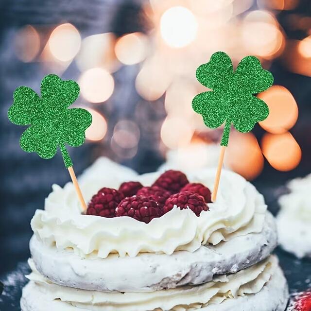 Cake toppers trèfle – 12 pièces