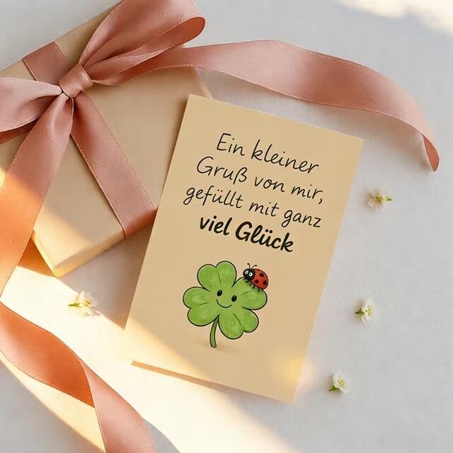 Cartes porte-bonheur trèfle & coccinelle – 12 pièces