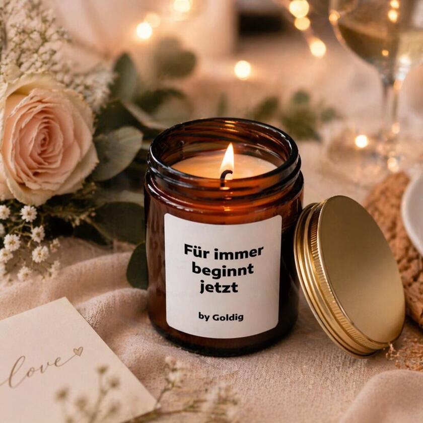 Duftkerze Für immer beginnt jetzt – Hochzeitskerze mit Spruch